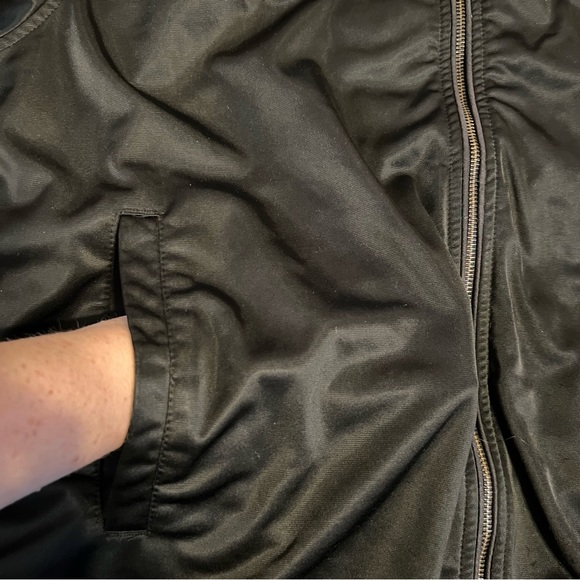 COOGI XL Bomber Track Jacket black red white stripe zipper satin varsity patches - Picture 5 of 12